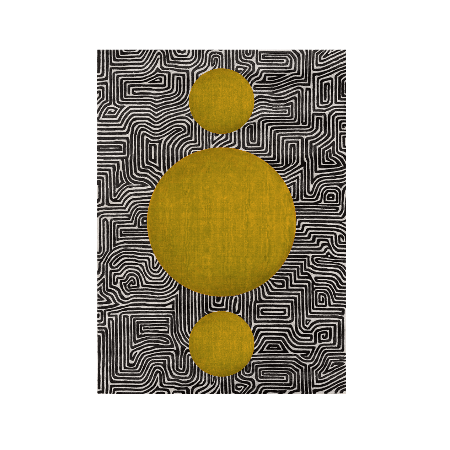 Abstract Maze Golden Sun Hand Tufted Wool Rug - MAIA HOMES