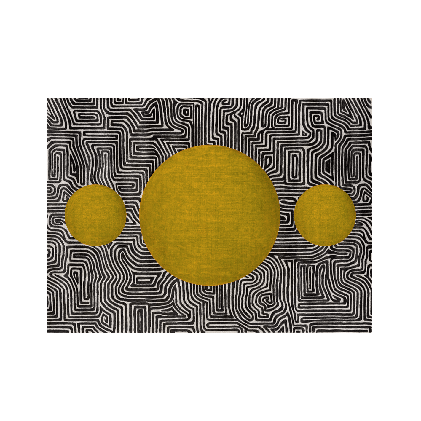 Abstract Maze Golden Sun Hand Tufted Wool Rug - MAIA HOMES