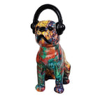 Abstract Painted Bulldog and Headphone Pop Sculpture C