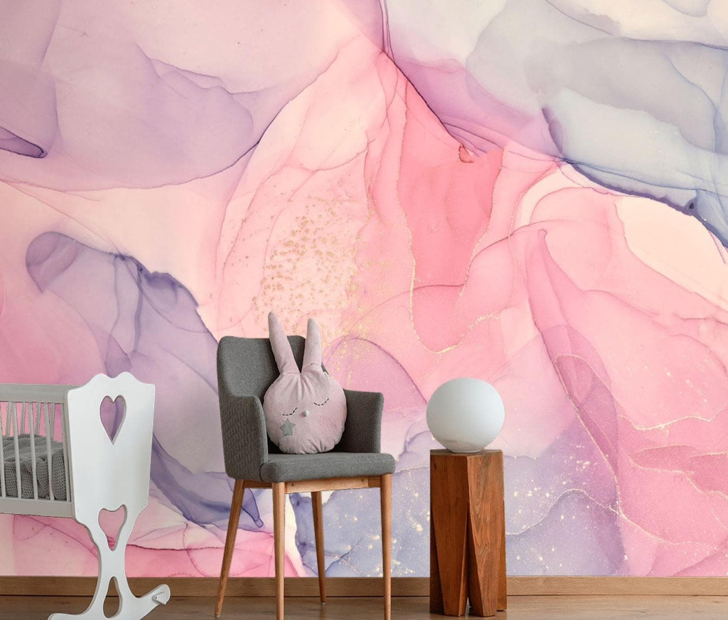 Abstract Pink and Purple Gold Marble Wallpaper