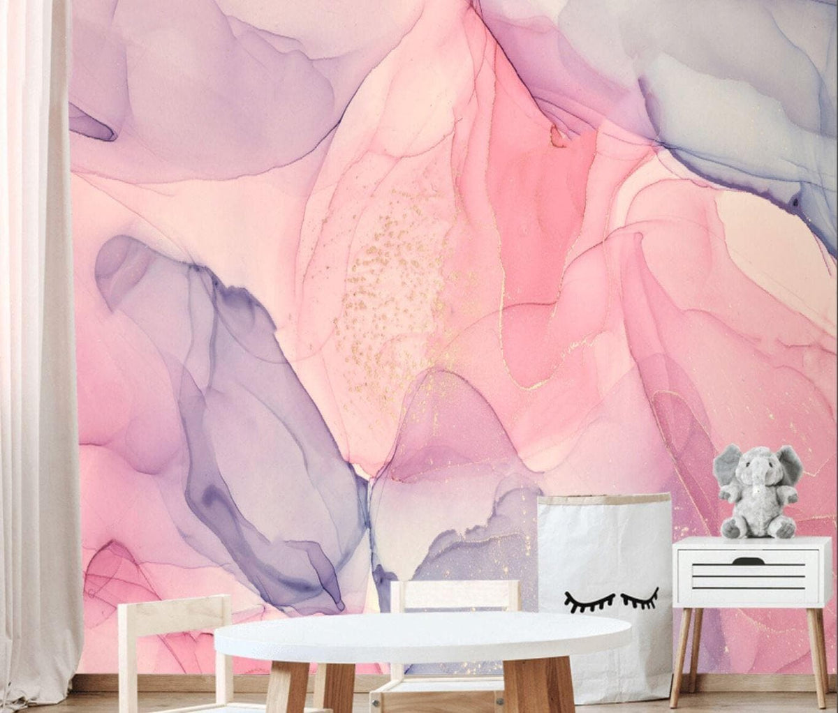 Abstract Pink and Purple Gold Marble Wallpaper