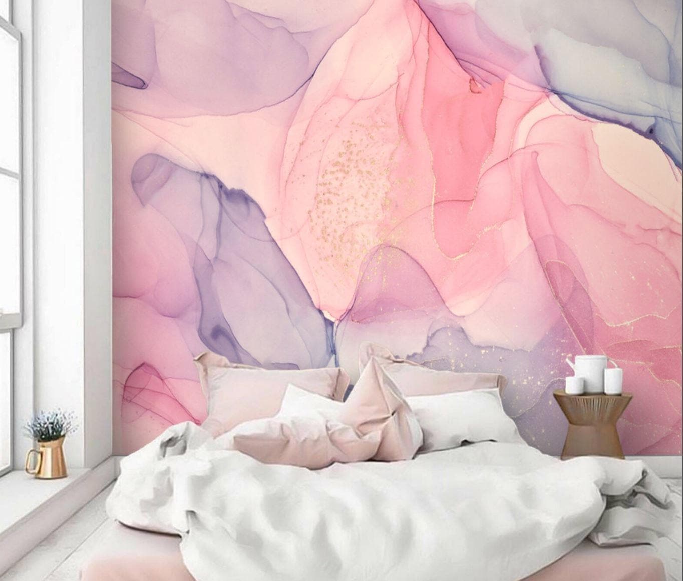 Abstract Pink and Purple Gold Marble Wallpaper