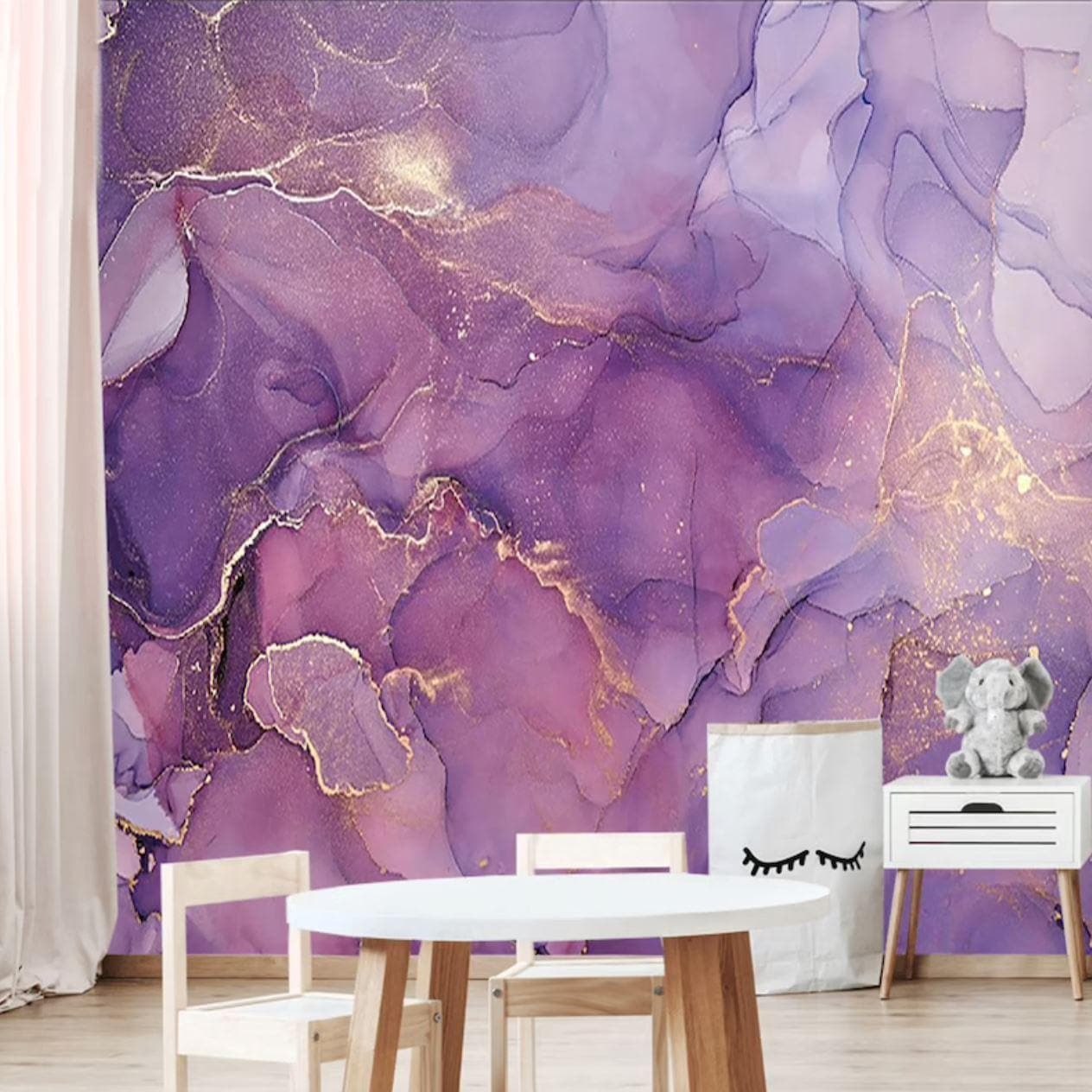 Purple & Gold Marble Wallpaper Mural