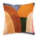 Abstract Rainbow Embroidered Wool Cushion Cover Gold