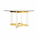 Acrylic and Brassed Star Legs Round Dining Table Antique Brass