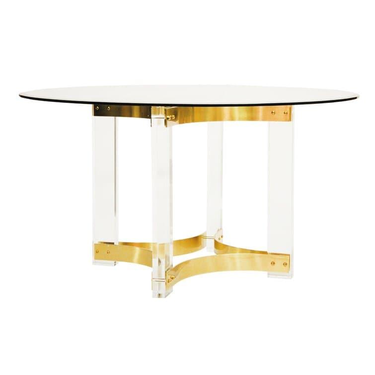 Acrylic and Brassed Star Legs Round Dining Table