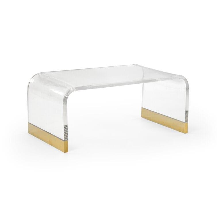 Acrylic Sled Brassed Leg Coffee Table - MAIA HOMES