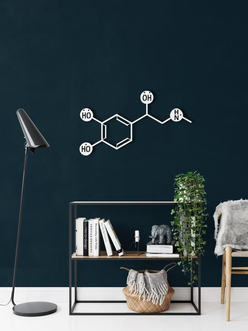 Adrenaline Molecule Metal Wall Art White