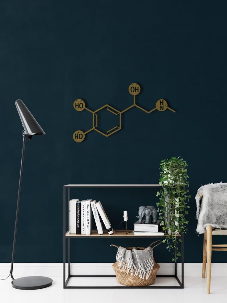 Adrenaline Molecule Metal Wall Art Gold