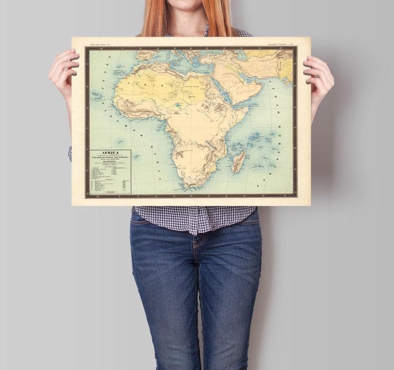 Africa Map Wall Print| 1850 Africa Map