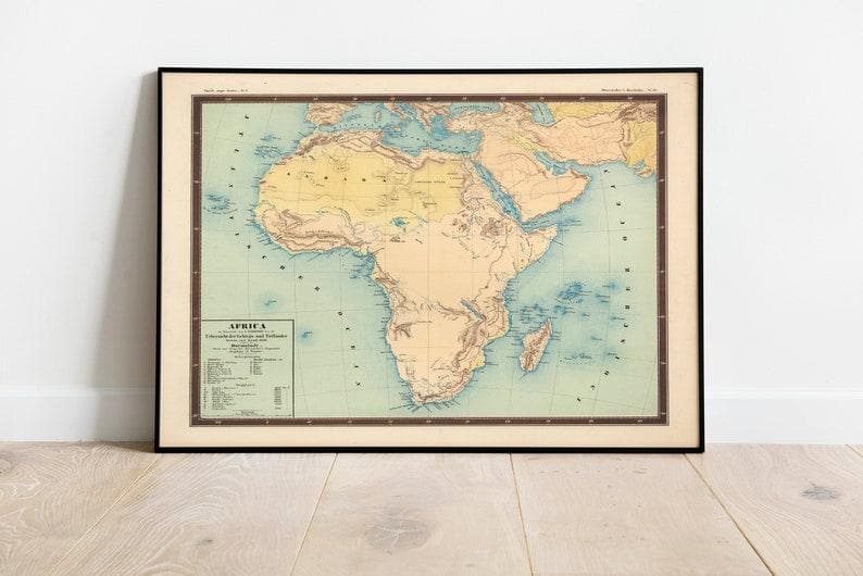 Africa Map Wall Print| 1850 Africa Map