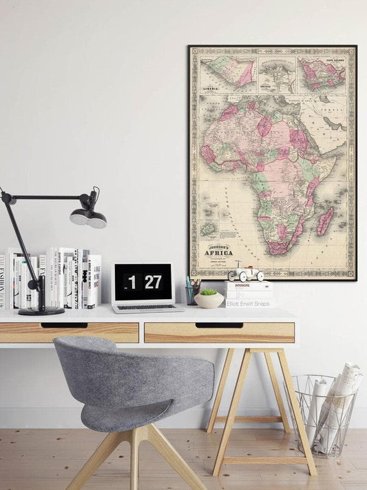 Africa Map Wall Print| 1864 Africa Map