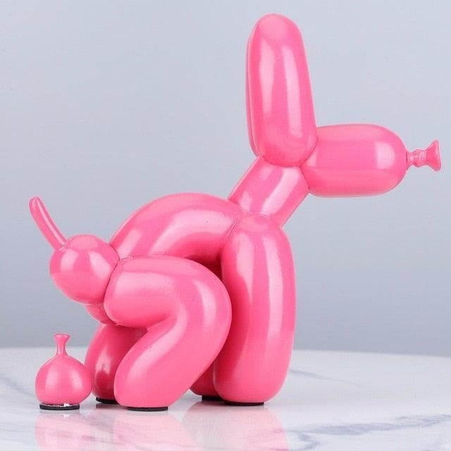 Air Balloon Dog Pooping Figurine Pink