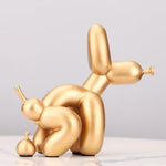 Air Balloon Dog Pooping Figurine Golden