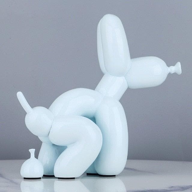 Air Balloon Dog Pooping Figurine Light blue