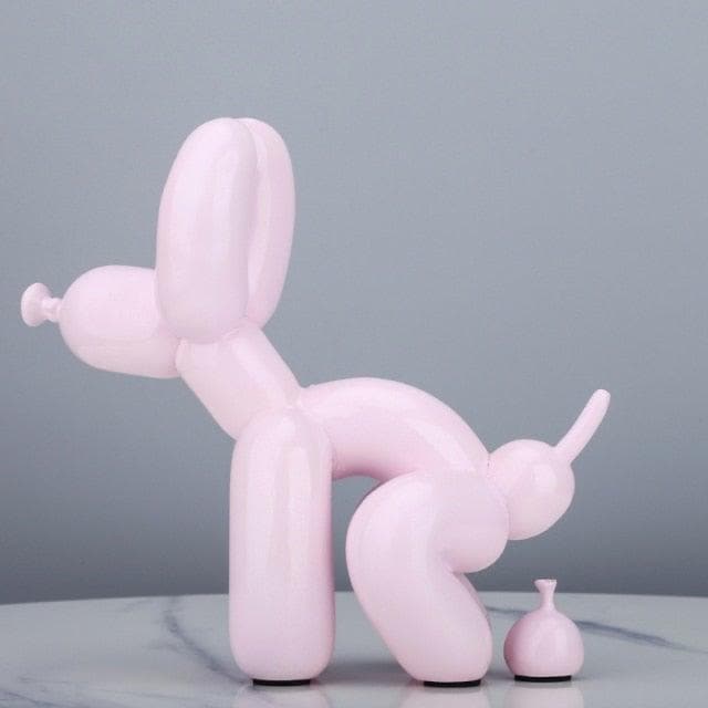 Air Balloon Dog Pooping Figurine Light pink