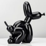 Air Balloon Dog Pooping Figurine Black