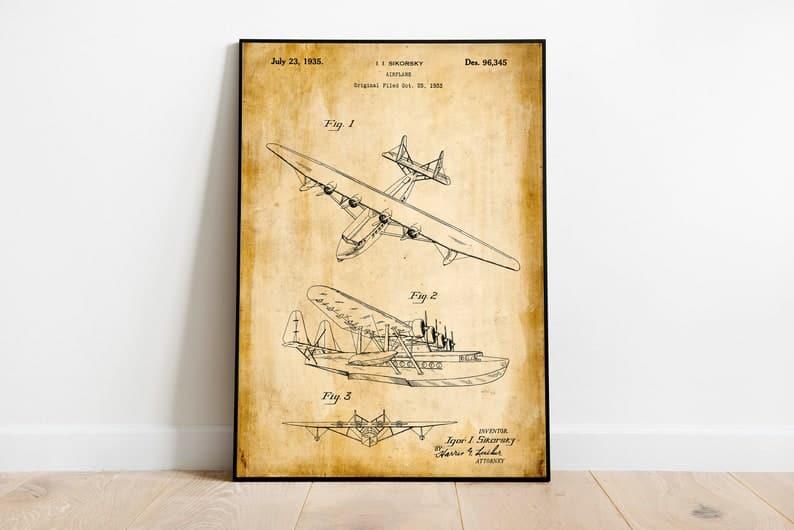 Airplane Patent Print| Framed Art Print