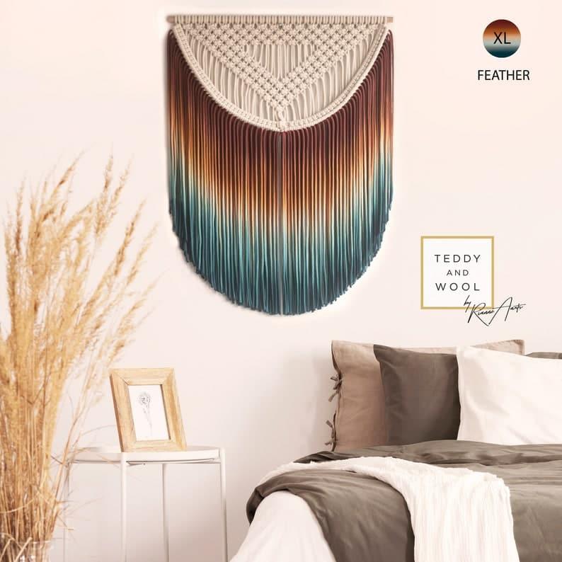 ALEXA Handmade Gradient Fiber Wall Macrame Feather ombré