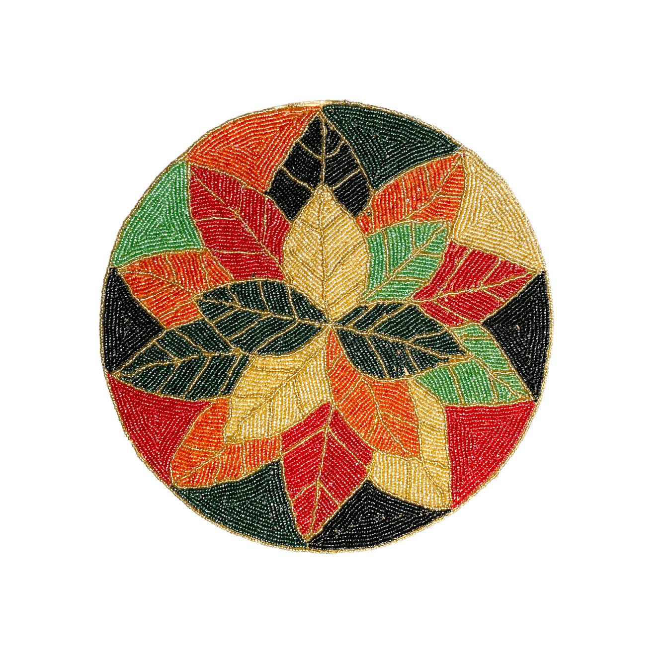 All Season Leaves Round Beaded Placemats - Set of 4 - MAIA HOMES