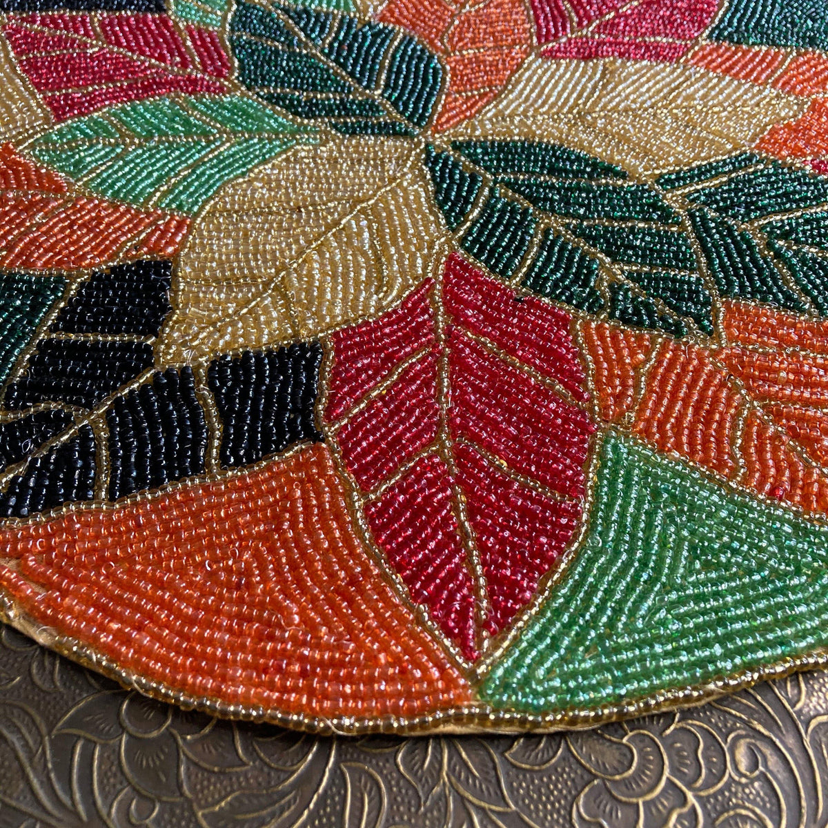 All Season Leaves Round Beaded Placemats - Set of 4