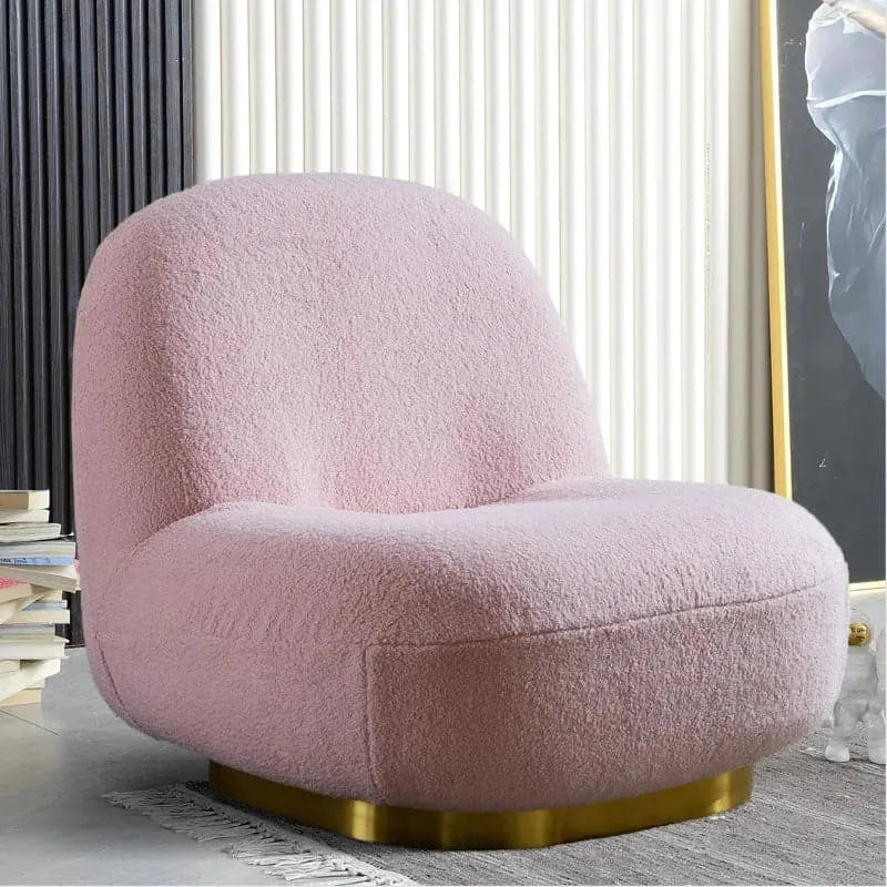 Allen Velvet Swivel Barrel Chair with Gold Base Pink