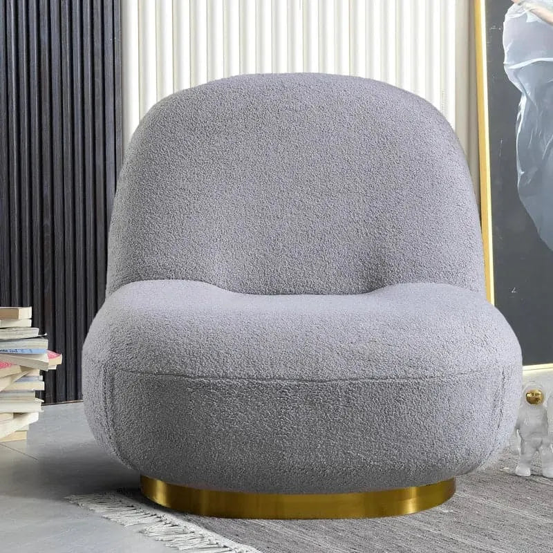 Allen Velvet Swivel Barrel Chair with Gold Base Gray