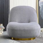 Allen Velvet Swivel Barrel Chair with Gold Base Gray