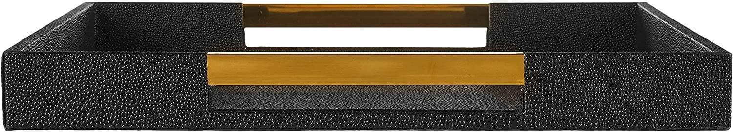 American Atelier Black Square Tray with Gold Handles