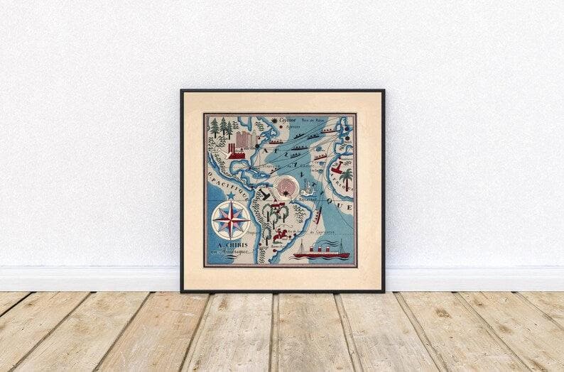 Americas Map Print| Art History