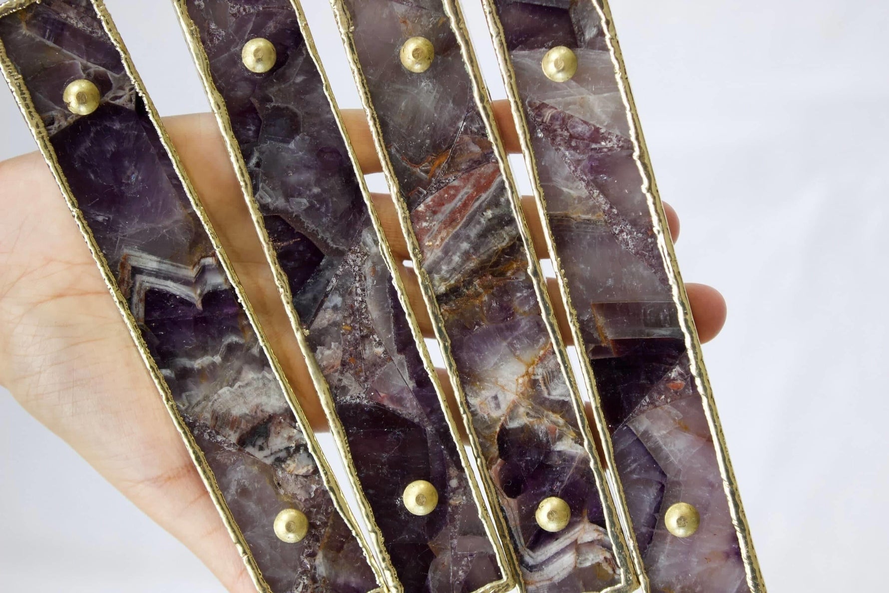 Amethyst Agate Cabinet Door Pull Handle - Set of 4