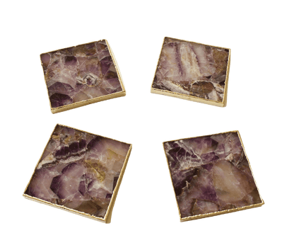 Amethyst Agate Coasters - Set of 4 - MAIA HOMES