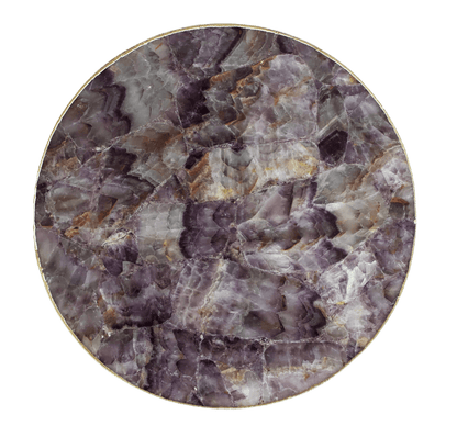 Amethyst Agate Countertop Lazy Susan Centerpiece 14 inches Rose Gold