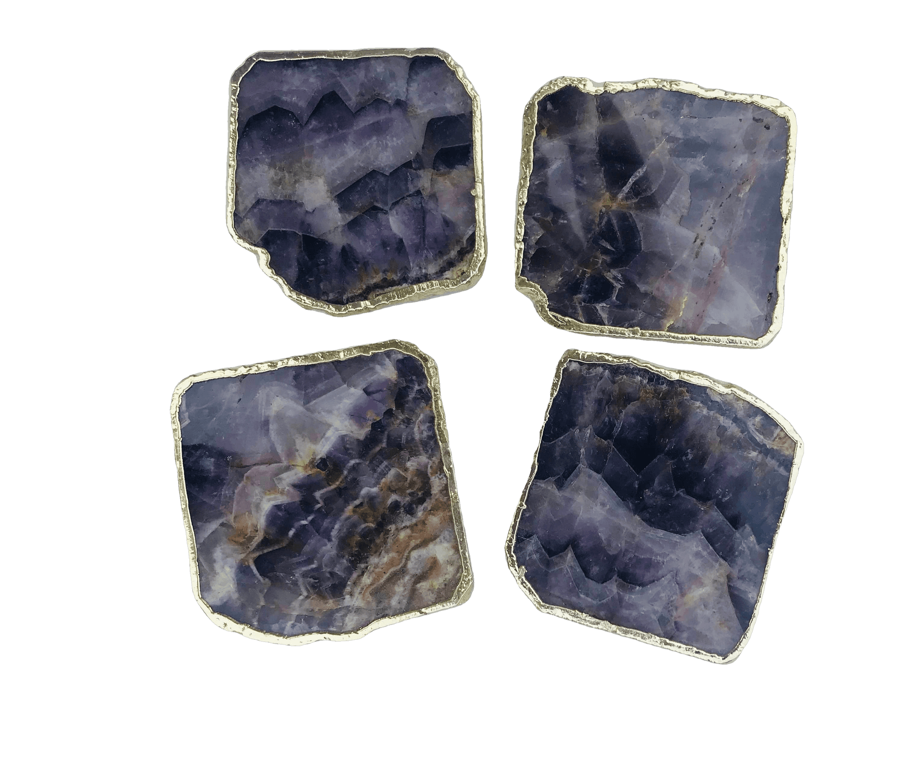 Amethyst Stone Coasters - Set of 4 OS