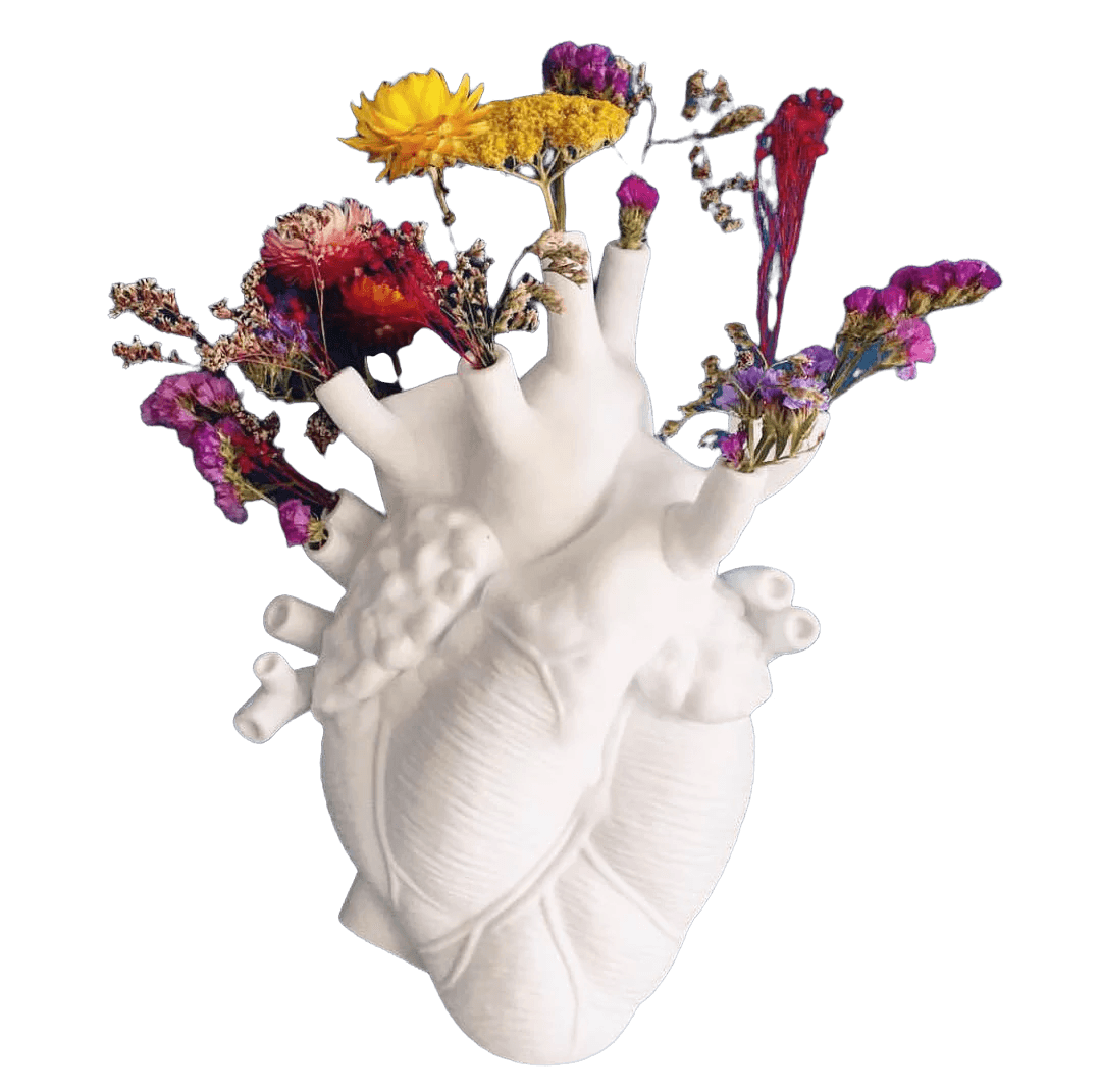 Anatomical Heart Flower Vase Sculpture