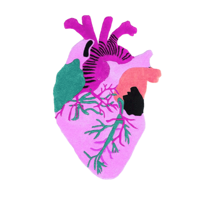 Anatomical Heart Shaped Wool Rug - Pink - MAIA HOMES