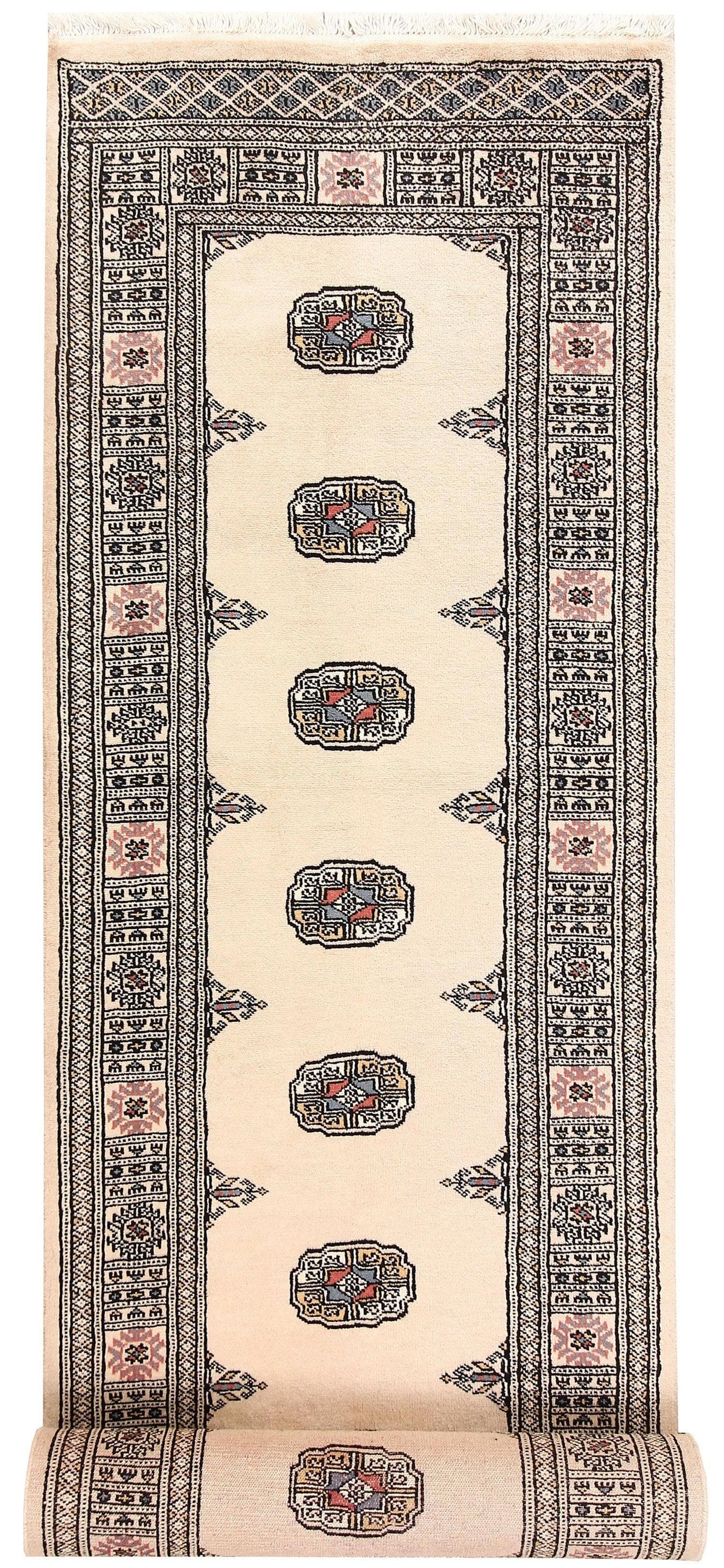 Anirudha Hand Knotted Area Rug Runner Light Cream