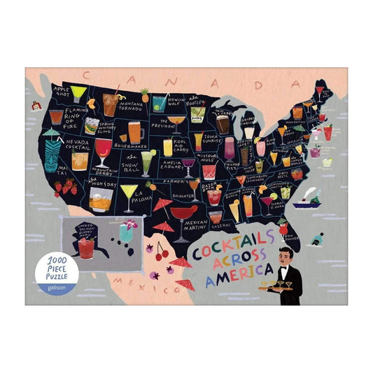 Anne Bentley Cocktail Map Of The USA 1000 Piece Jigsaw Puzzle - MAIA HOMES
