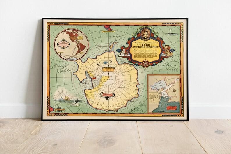 Antarctica Map Print| Art History