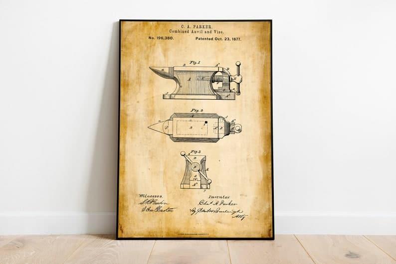Anvil Patent Print| Framed Art Print - MAIA HOMES