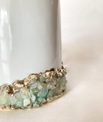 Aqua Agate Accented White Mug with Gold Handle - Set of 2