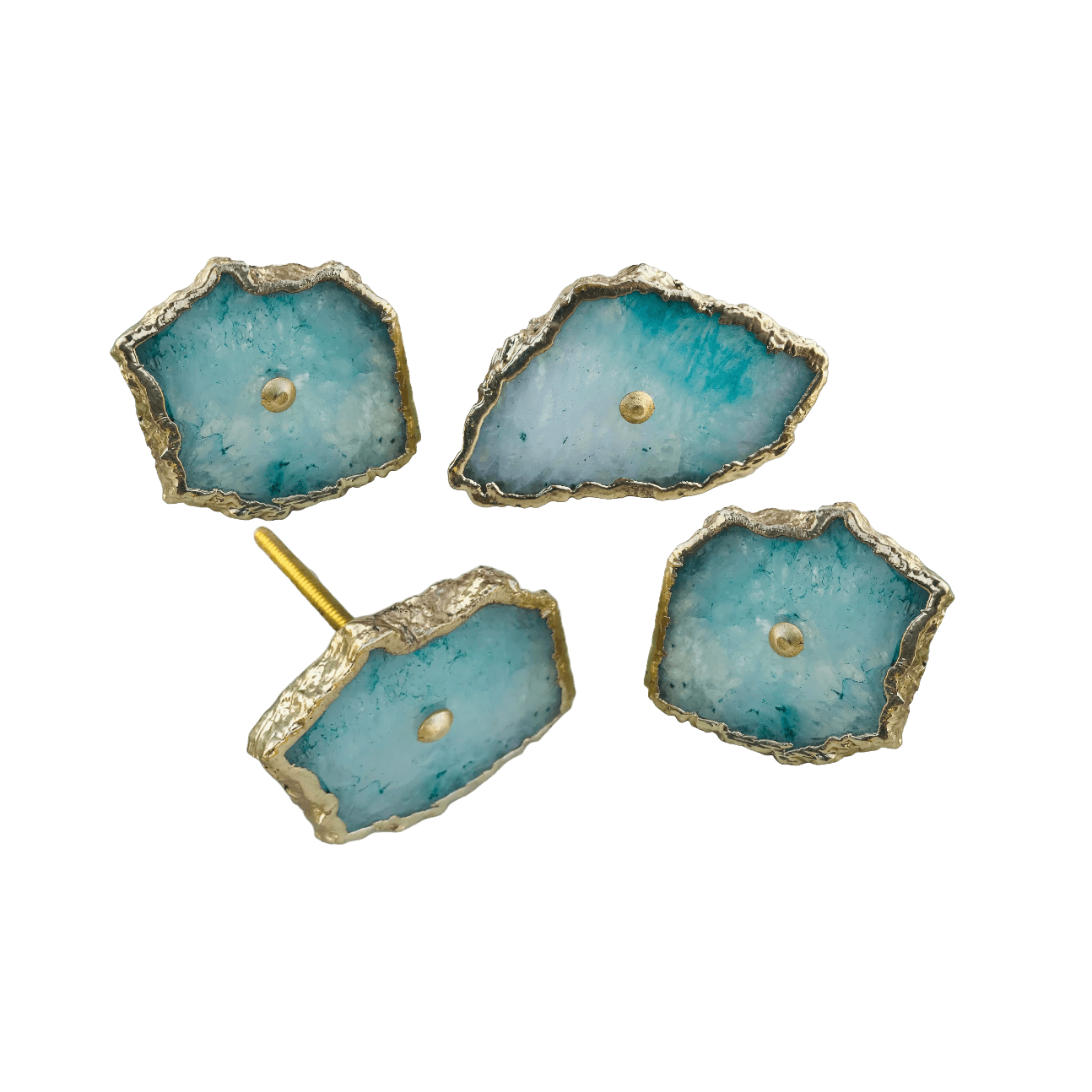 Aqua Agate Cabinet Door Pull Handle - Set of 6