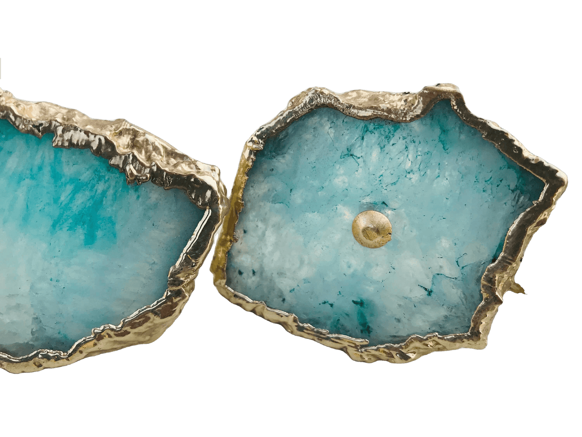 Aqua Agate Cabinet Door Pull Handle - Set of 6