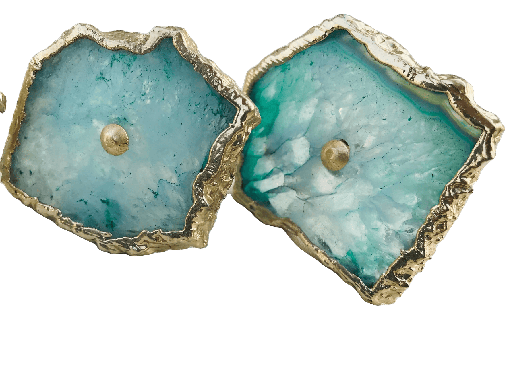 Aqua Agate Cabinet Door Pull Handle - Set of 6