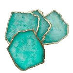 Aqua Agate Coaster - Set of 4 Rose Gold