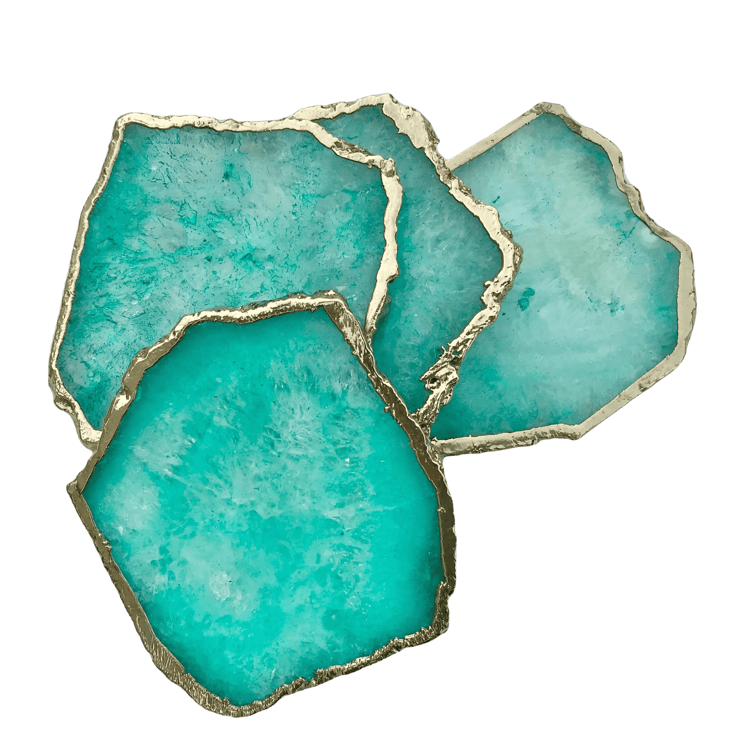 Aqua Agate Coaster - Set of 4 Rose Gold