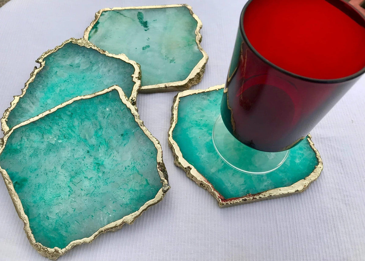 Aqua Agate Coaster - Set of 4