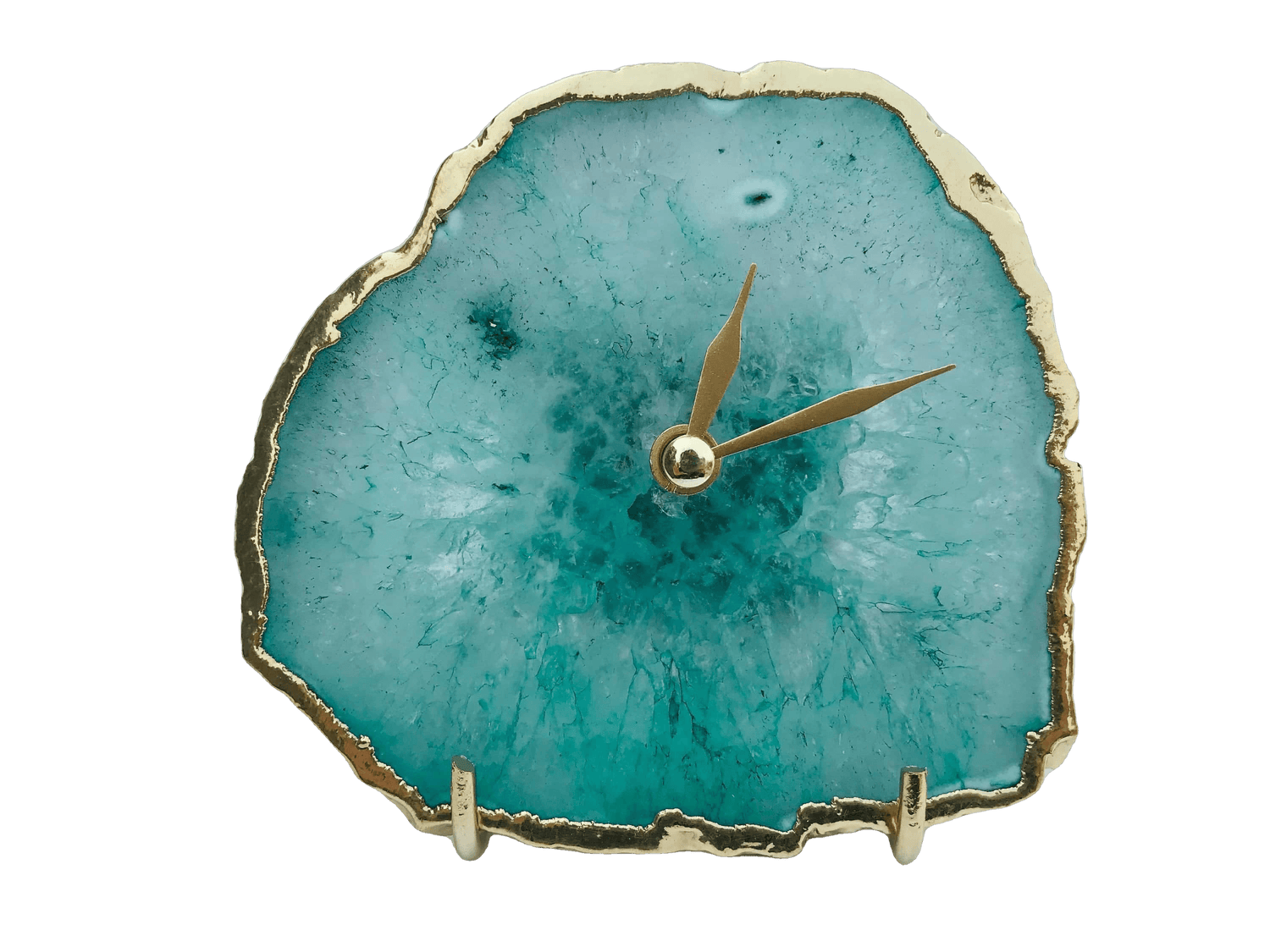 Aqua Agate Desk Wall Clock Rose Gold