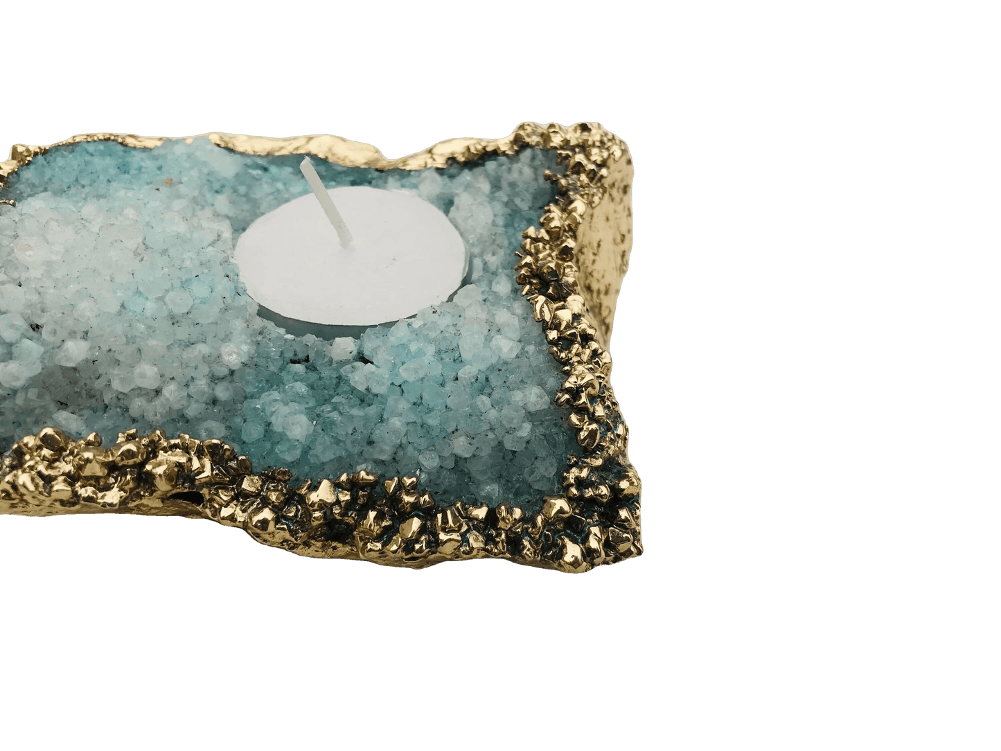 Aqua Agate Gemstone Taper Candle Holder