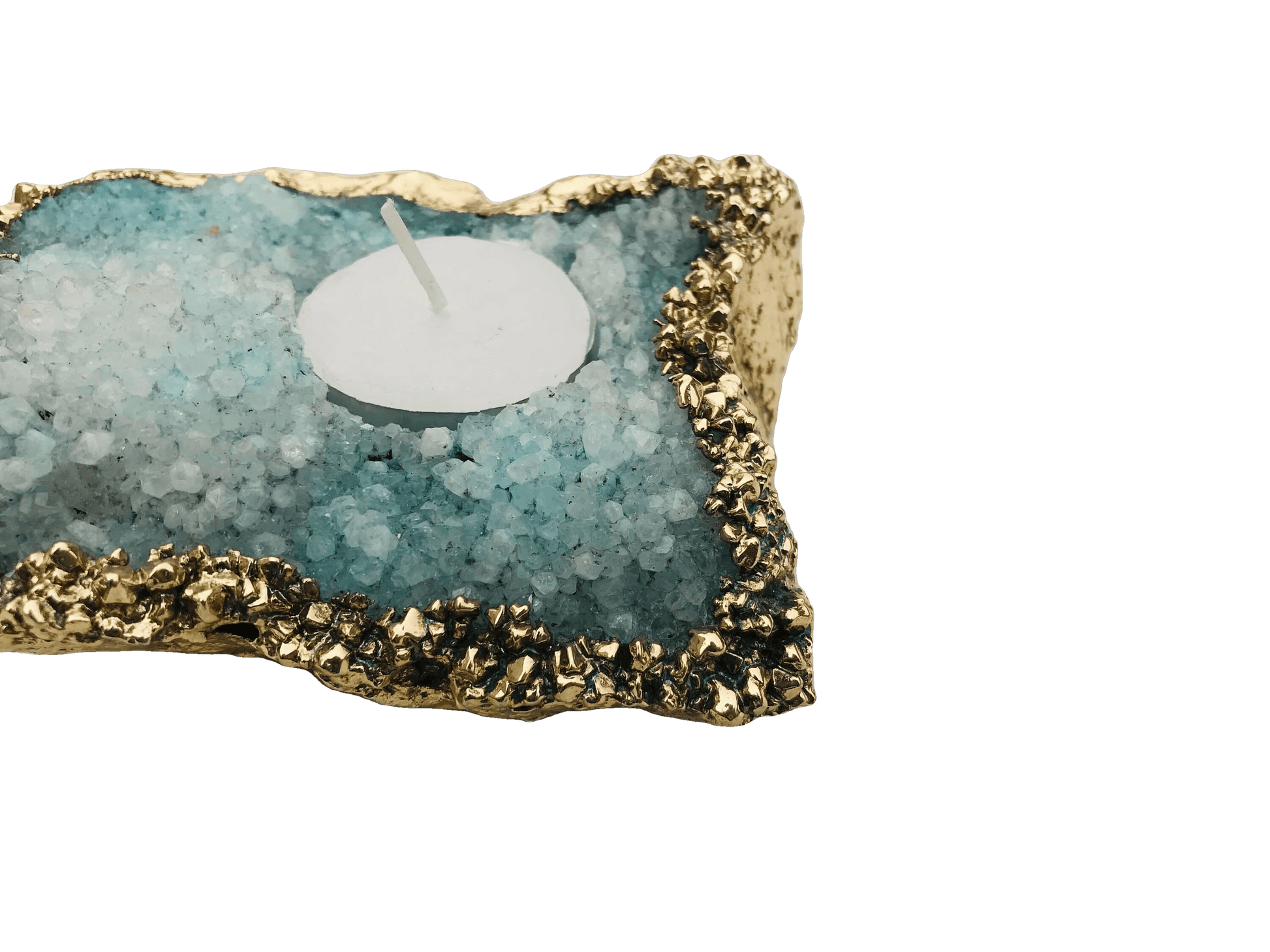 Aqua Agate Gemstone Taper Candle Holder - MAIA HOMES
